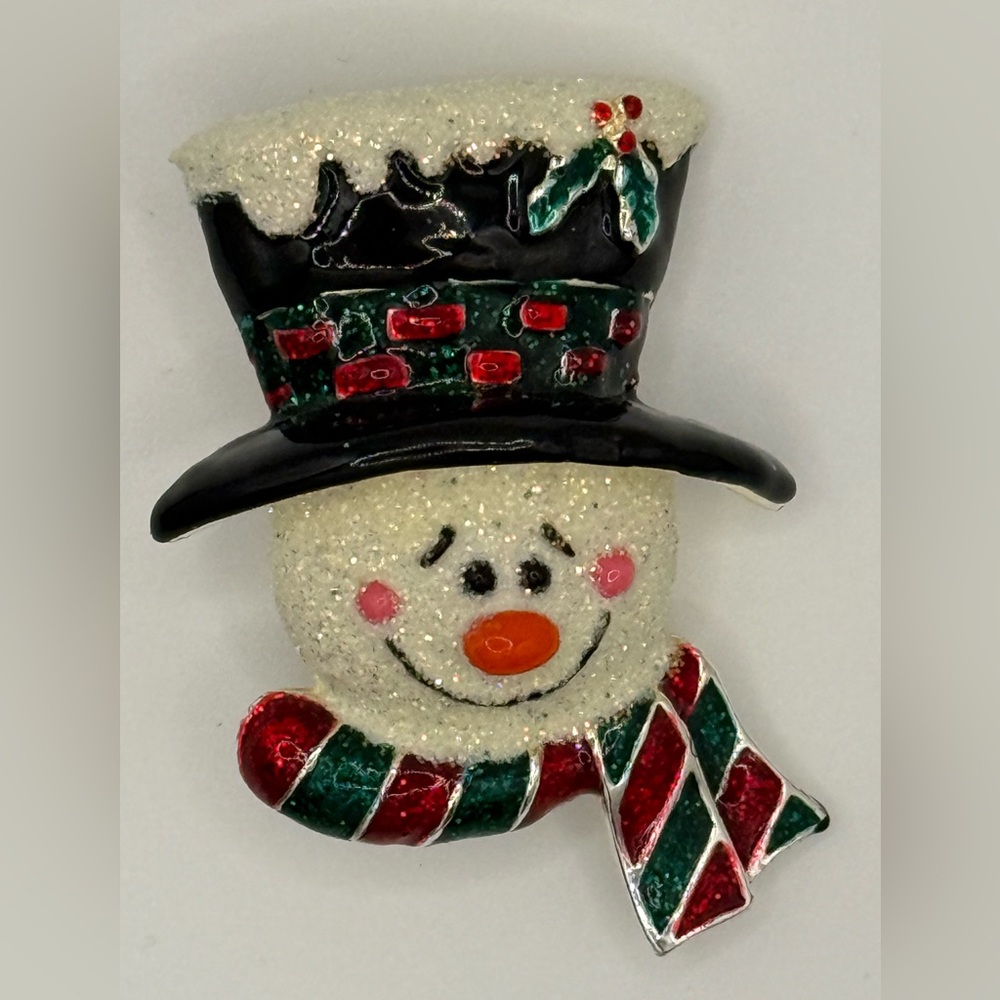 Vintage Napier & Danecraft Snowman Brooch Set | Enamel Christmas Pins Set of 2